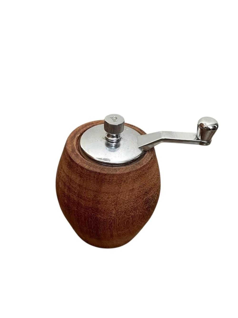 Vintage MCM Handmade Wooden Crank Top Salt Pepper Grinder Set